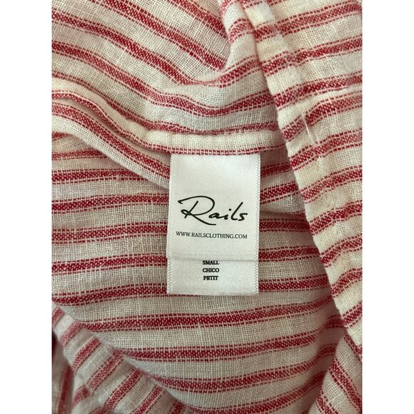 Rails Red White Jasmine Belmont Stripe Smock Waist Mini Dress Small Preppy Linen - Picture 4 of 5